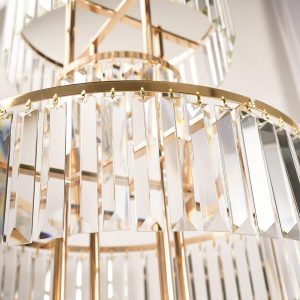 40" Tall 5-Tier Round Gold Wedding Vases Centerpieces Clear Pendant Flower Stand | Pedestal Stand for Wedding Party Decoration