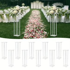 5 PCs 33.8“ Tall Acrylic Square Cylinder | Pedestal Stand | Floral Square Stand | Wedding Square Stand | Party Centerpiece Stand | Flower Stand