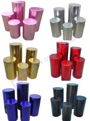 5-PC Set Covers For Cylinder Pedestal Plinth Display Cake Stands | Wedding Decorations | Birthday Party Décor | Bottom With String