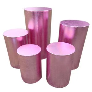 5-PC Set Covers For Cylinder Pedestal Plinth Display Cake Stands | Wedding Decorations | Birthday Party Décor | Bottom With String