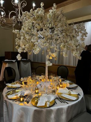 2Pcs/Set White Artificial Cherry Blossom Tree With Detachable Metal Base, Silk Sakura Flowers Wishing Tree Wedding Decor - 5ft