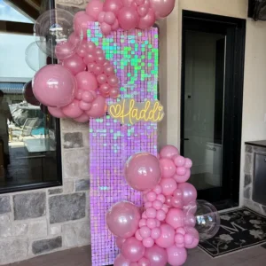 Fancy Pink Gold Shimmer Wall, Upgraded with PC Grid Base Frame, Shimmer Backdrop, Sequin Wall Backdrop, Shimmer Wall Panels