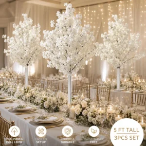 2 PCs | 5ft Tall Artificial Cherry Trees【WHITE】